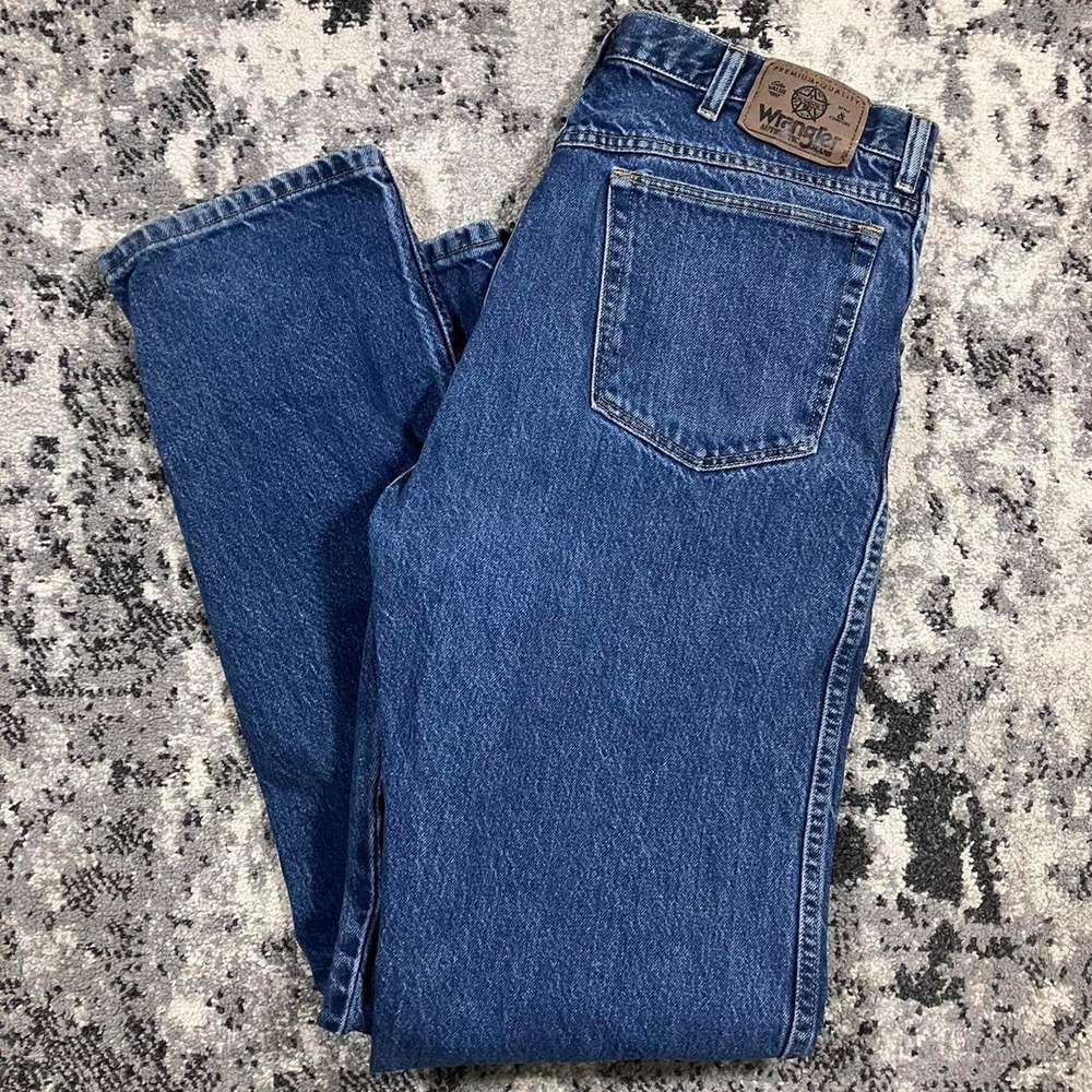 Vintage 90s Wrangler Medium Wash Star Patch Denim Jeans‎